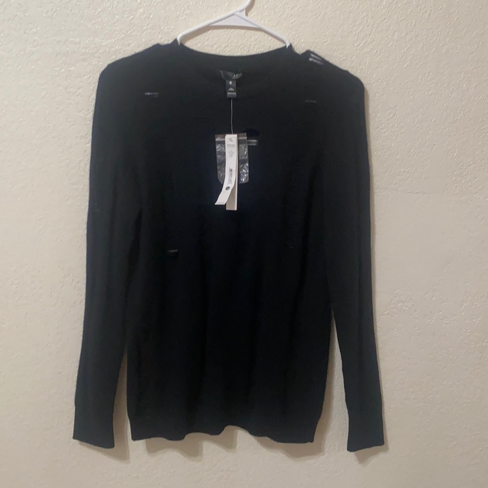 NWT Super Cute Aqua black 100% cashmere sweater size Xs $188